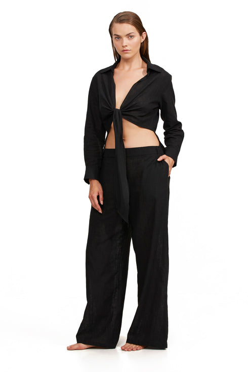 Gottex Luma High Low Collared Front Tie Blouse